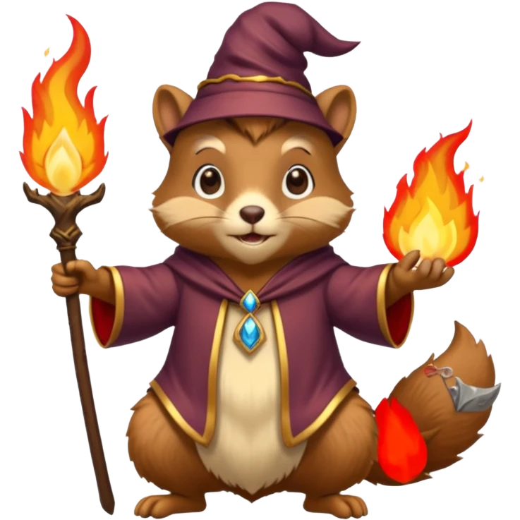 wizard squirrel summons fire in one hand emoji