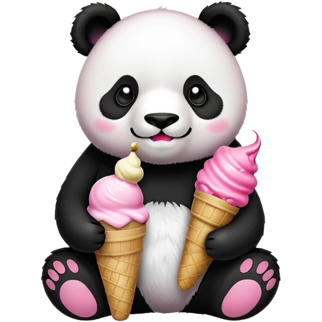 Panda eating ice cream emoji