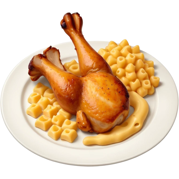 baked chicken leg with mac and cheese on the side emoji