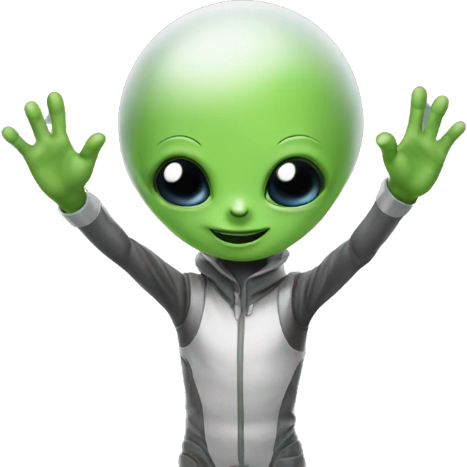 Alien waving hi emoji