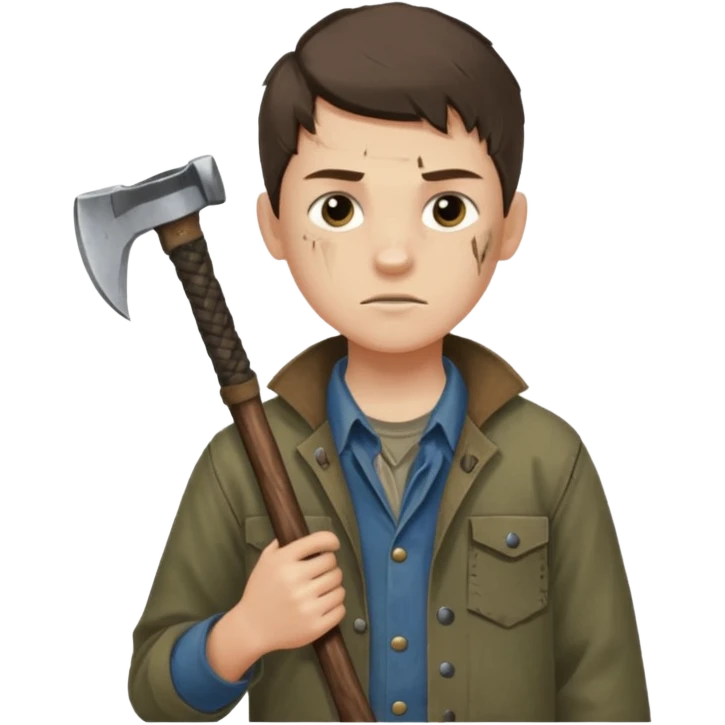 13 y/o Brian robeson at the beginning of Hatchet
determined, has hatchet, self-reliant, observant survivalist emoji