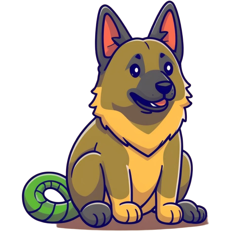 German Shepherd shitting on a lizard emoji