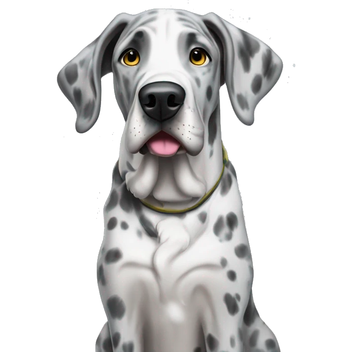 Grey Merle Great Dane playing in the snow emoji
