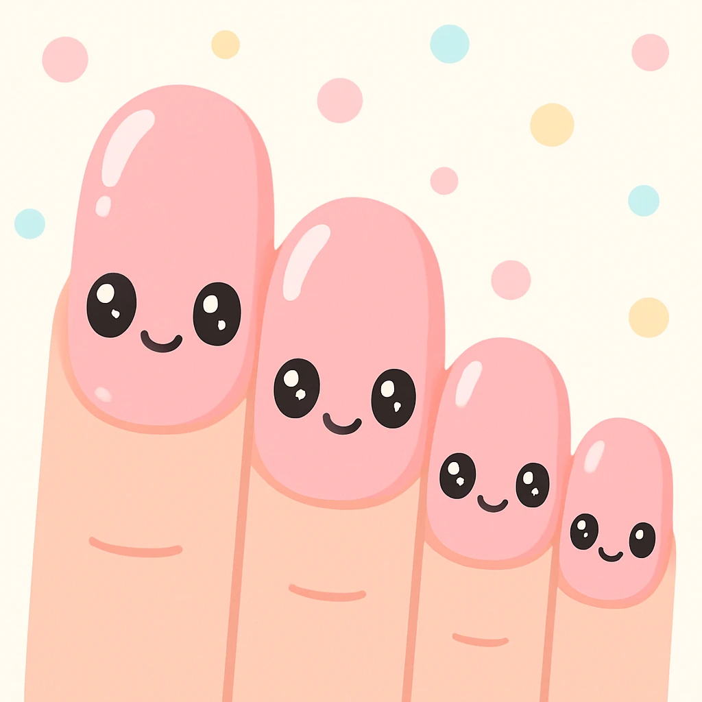 pink nails, cute and glossy, kawaii style emoji