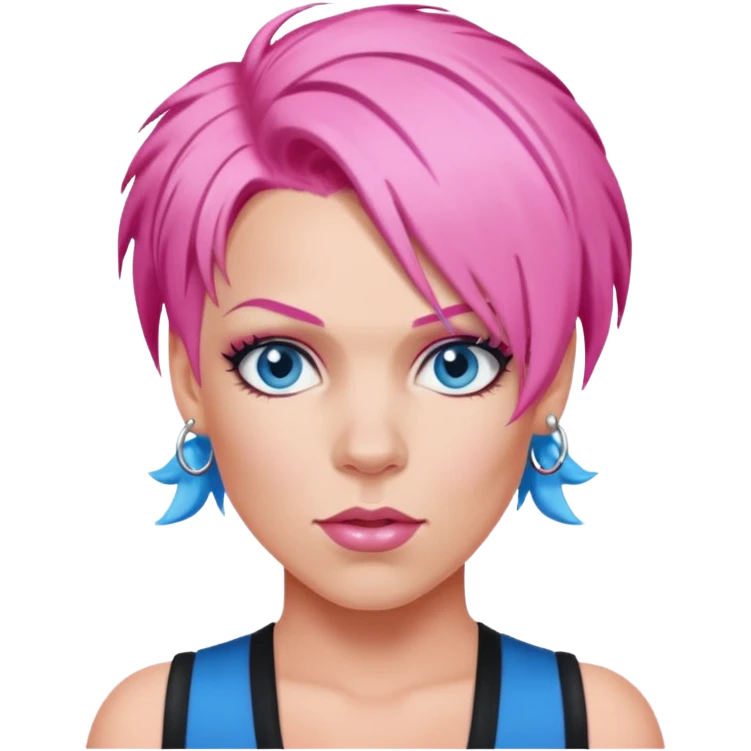 P!nk Singer with pink hair, blue eyes emoji