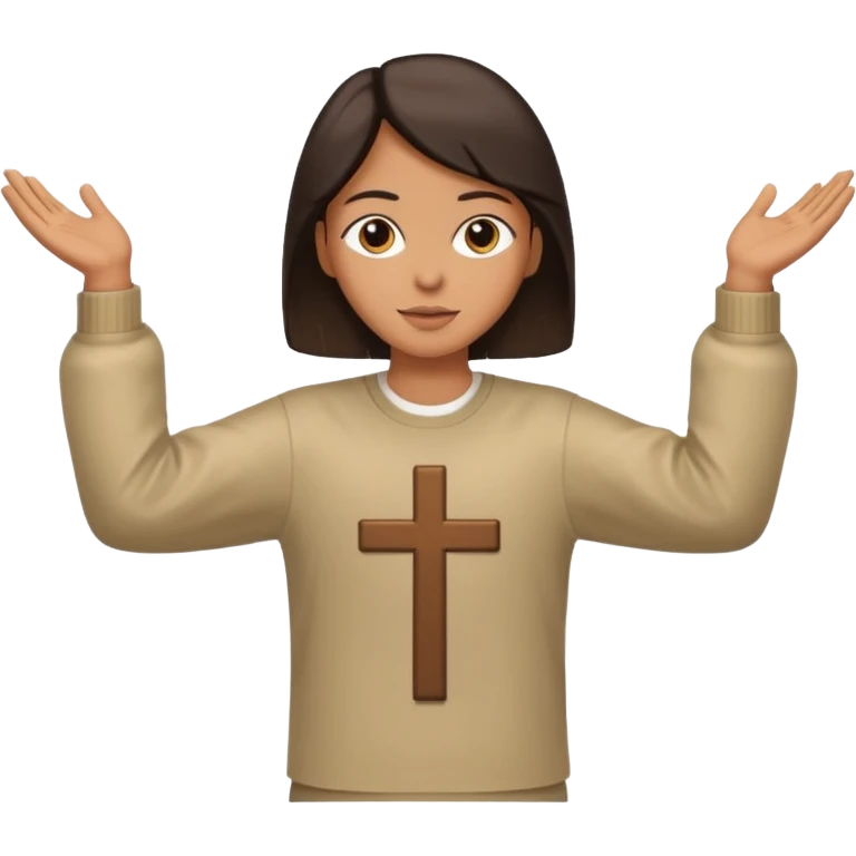 Una persona con los vrazos estirados hacia ambos lados vestido y en forma de cruz emoji