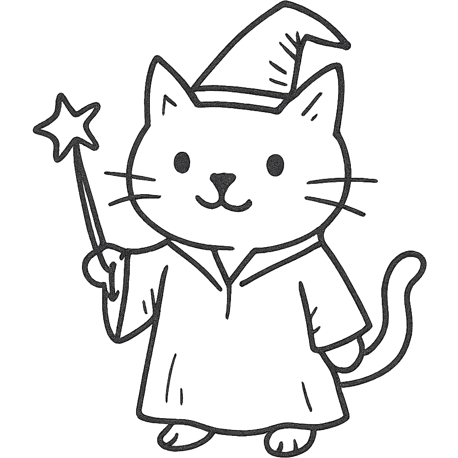 cat wizard holding a wand emoji
