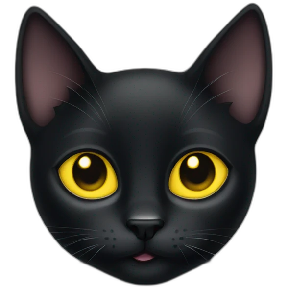 Black cat with yellow eyes looking cute  emoji