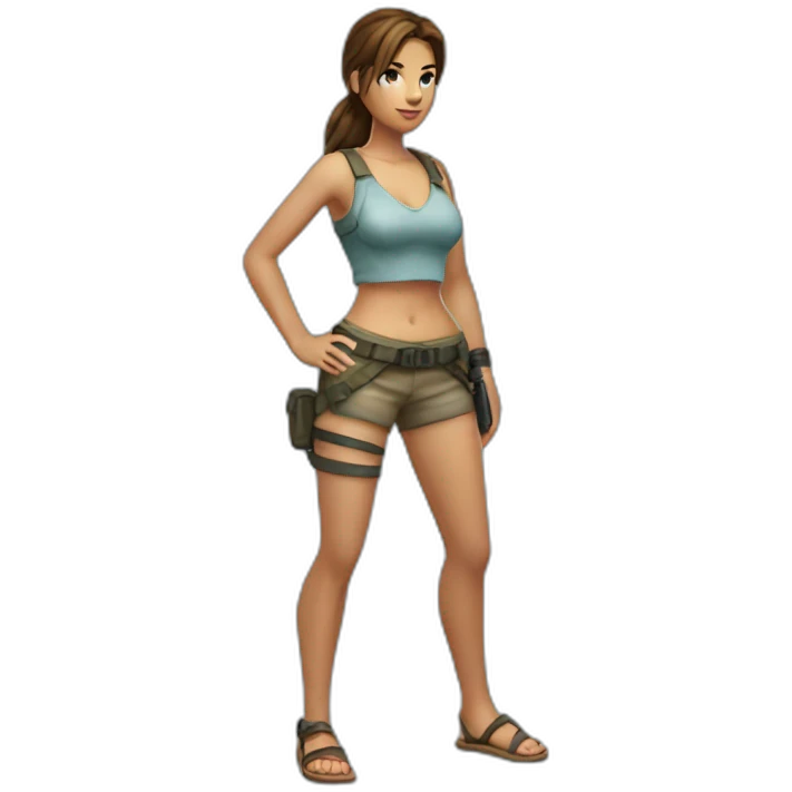 lara croft with beach clothes emoji