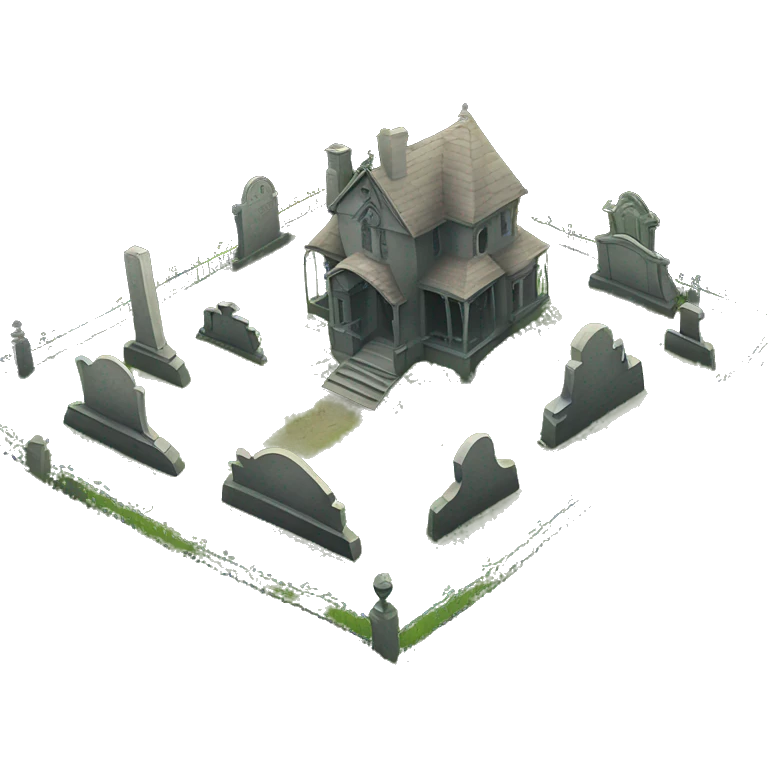 Large overgrown Haunting graveyard field at Victorian mansion emoji