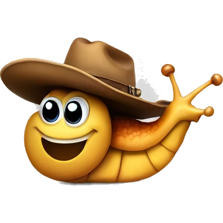Snail smiling wearing a cowboy hat emoji
