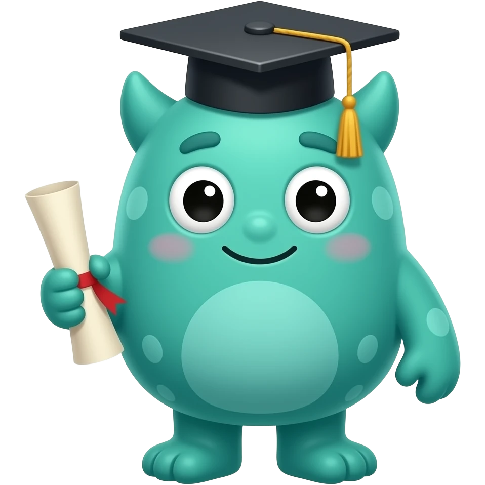 cute graduated monster emoji