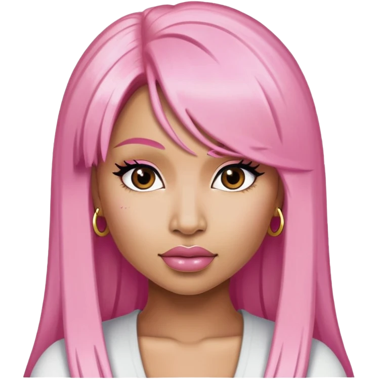 nicki minaj in pink half pink hair half blonde hair emoji