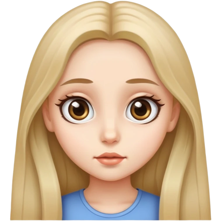 A beautiful girl with a small face and big eyes, long hair emoji