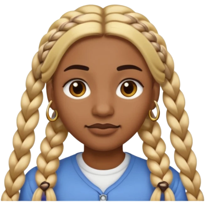 A person emoji with medium-dark skin, long blonde hair styled in two thick braids, dark eyebrows, brown eyes, a small nose, and distinct facial piercings — a ring on the eyebrow and another on the lower lip. emoji