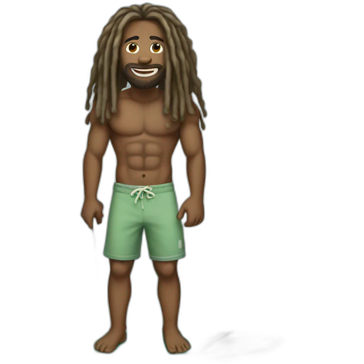 dude with dreadlocks on surfboard emoji
