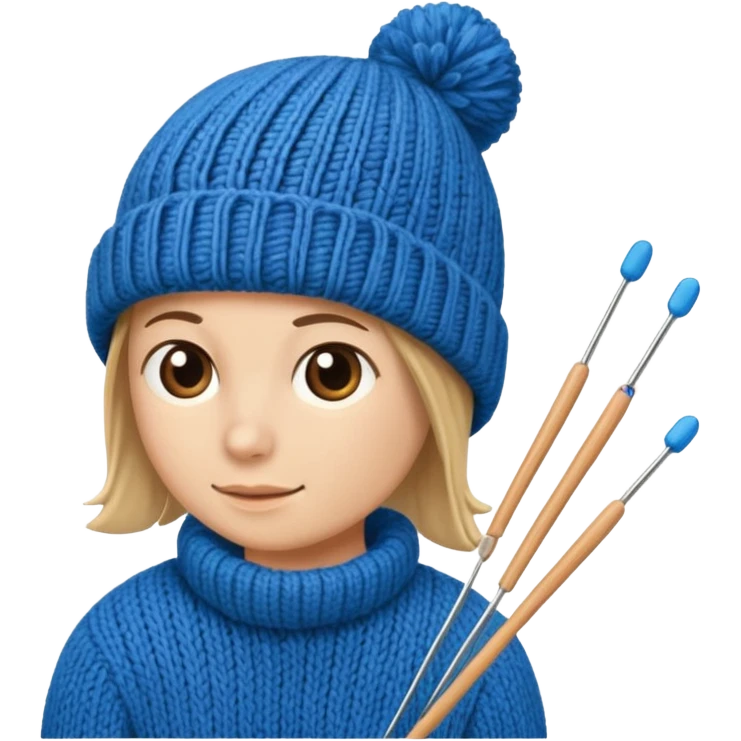 beanie hat with knitting needles emoji