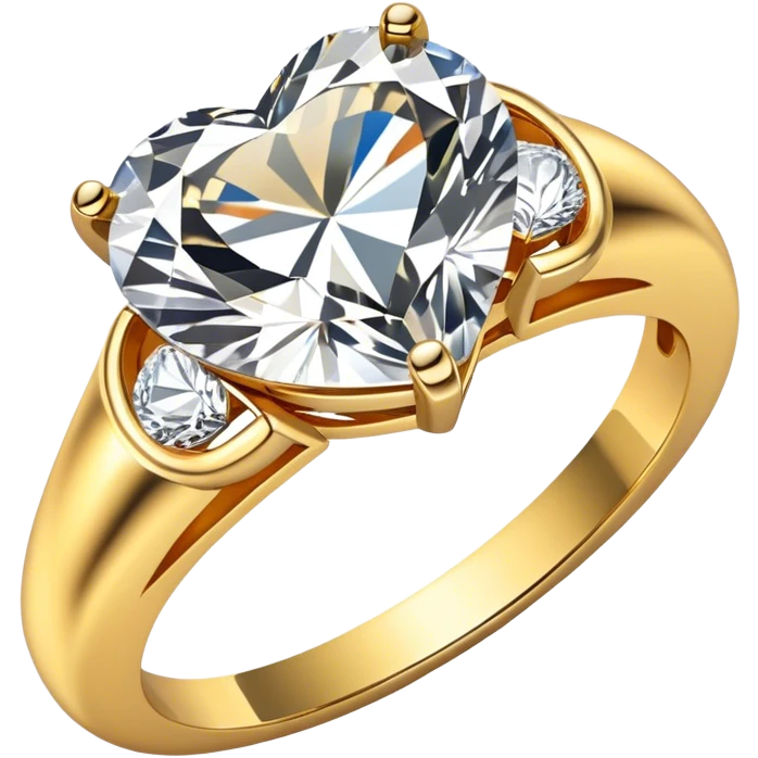 Gold ring with heart diamond emoji