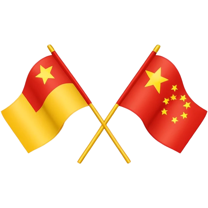 crossed Russian and Chinese flags, emoji style, simple and bold, no text emoji