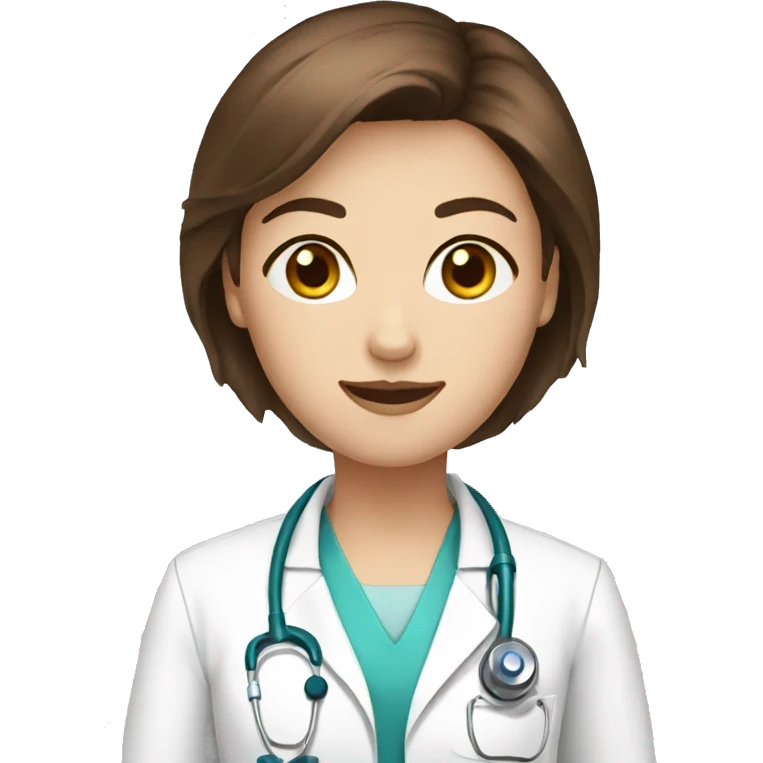 Doctor woman short brown hair blue eyes  emoji