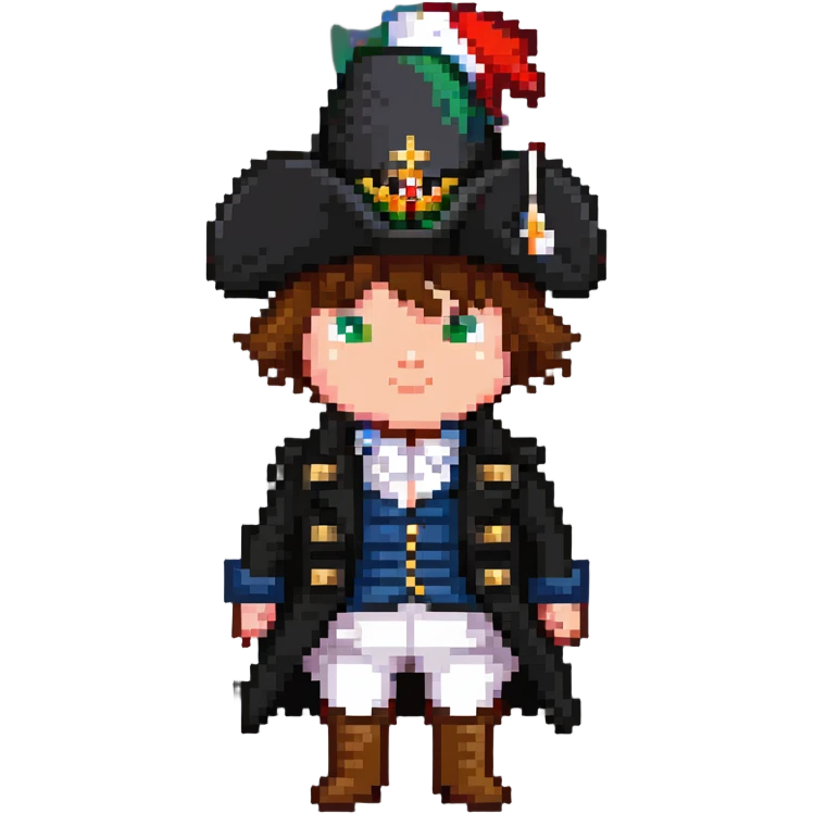 Napoleon Bonaparte with bicorn hat and hand in coat emoji