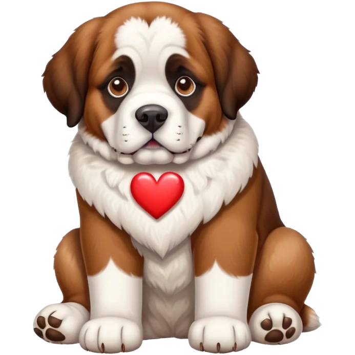 Saint Bernard dog whit hart in paws  emoji