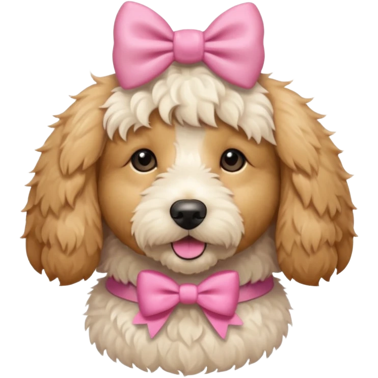 Cute Golden doodle with pink bow emoji