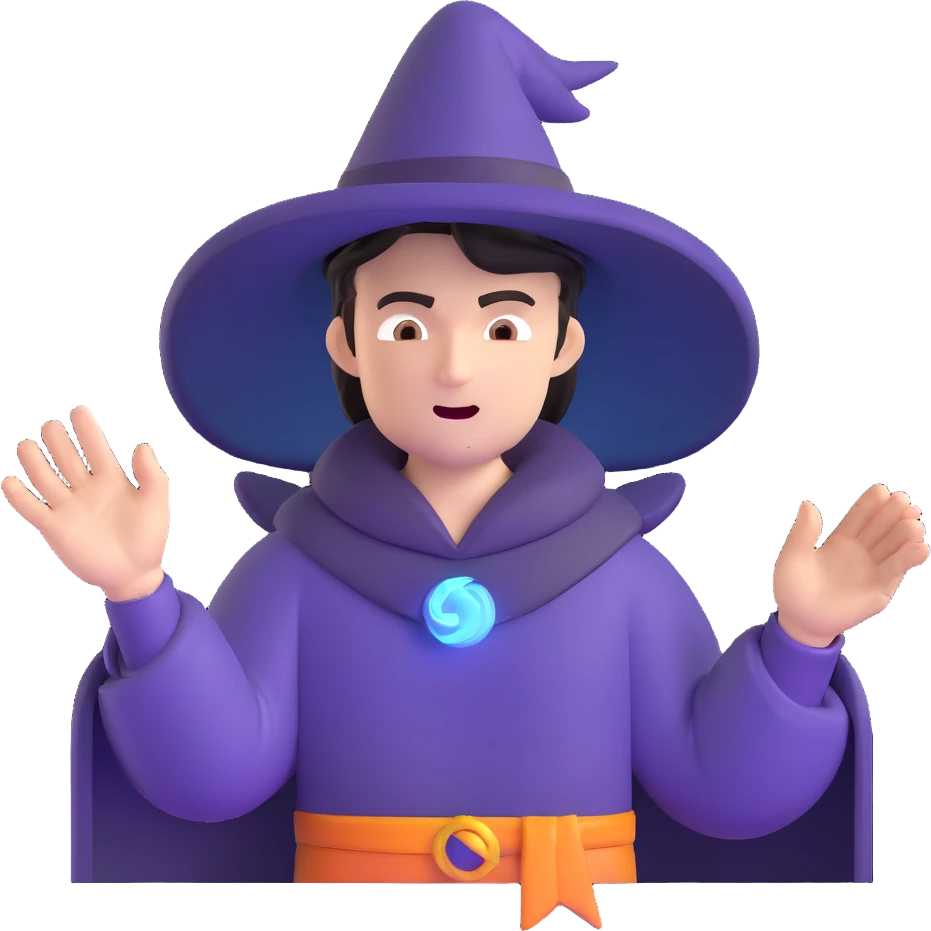 person with open palm hand toward viewer, mage casting spell, wrathful face, lightning in background emoji