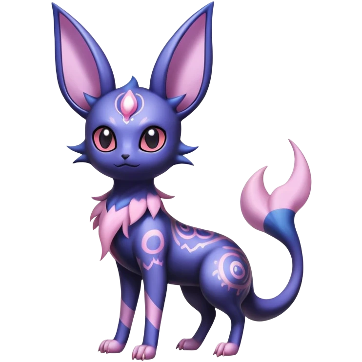 Shiny Exotic Badass Ethereal Royal Mysterious Gothic Noibat-Espeon-Umbreon-Sylveon-Pokémon-Fakémon-hybrid-creature (full body) with random pattern-markings emoji