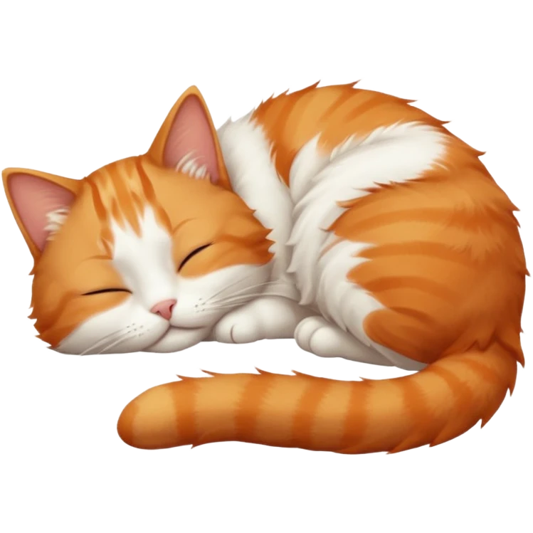 ginger and white small cat eyes closed lying down in weird position emoji
