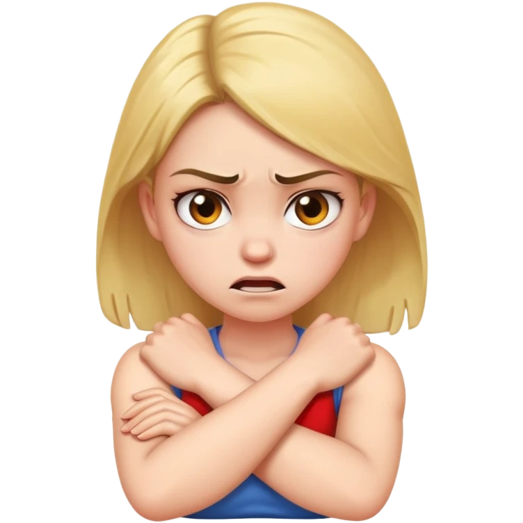 arms crossed holding neck angry girl emoji