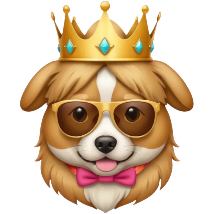 dog with a crown and a sunglasses emoji