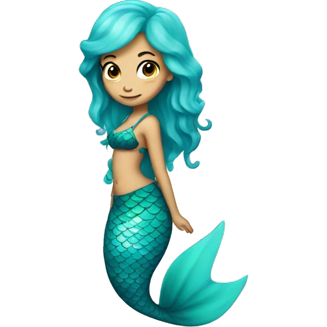 Mermaid with aqua hair and tail emoji