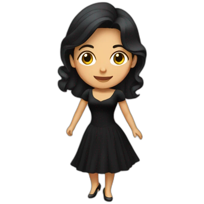 Venezuelan Woman with dark hair in black dress dancing  emoji