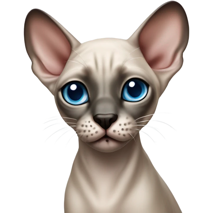 Seal point mink sphynx blue eyes dark nose without whiskers  emoji