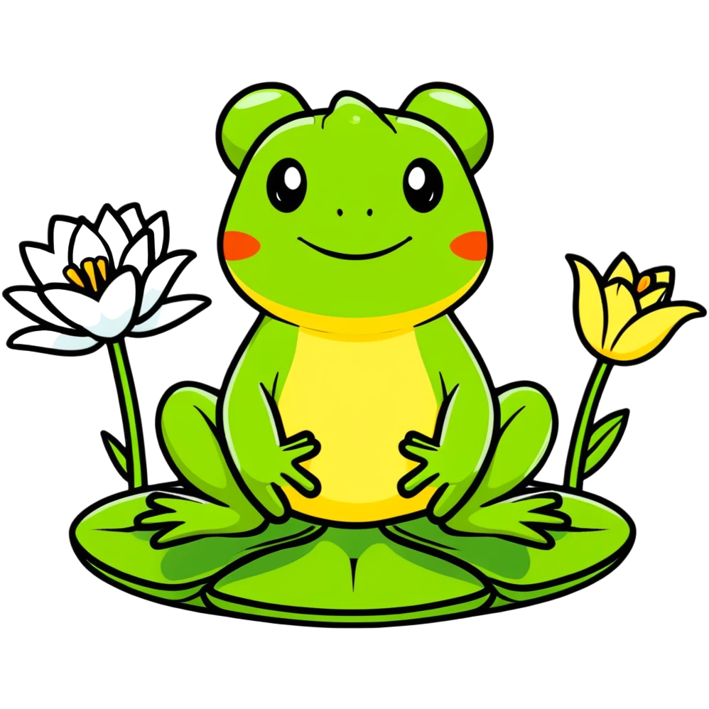 cartoon frog sitting on lily pad emoji