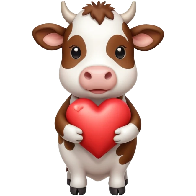 miniture cow holding a heart emoji