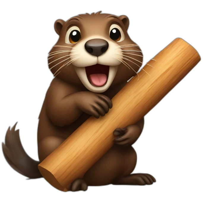 Beaver biting wood emoji