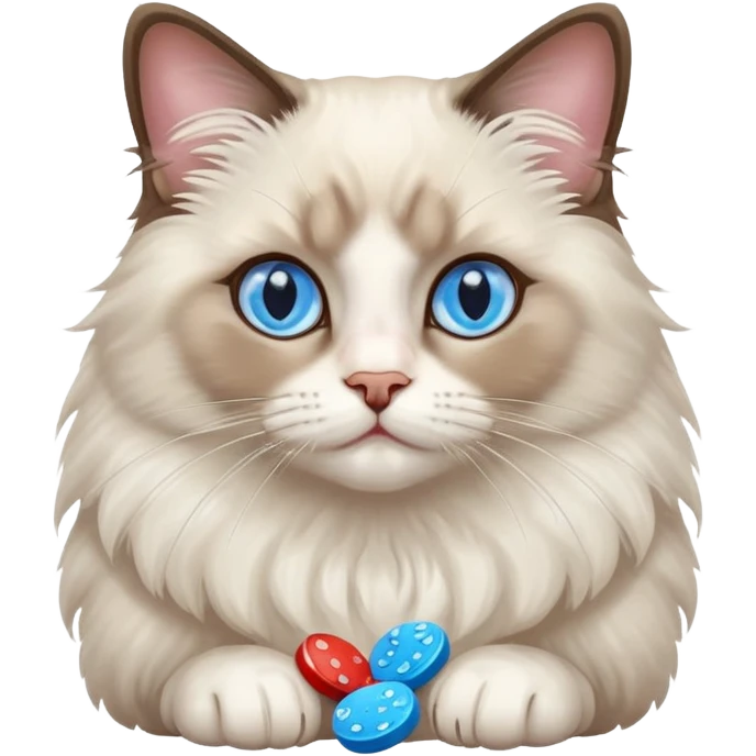 One ragdoll cat selling mushrooms pills emoji