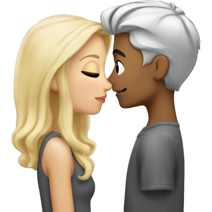 Blonde girl and grey hair boy kissing  emoji