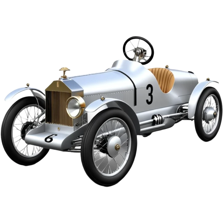  1956 luxury 3Cpo racing Rolls Royce lowered powerful 4 cylinder engined silver ghost racing cyclekart with advanced rugged independent suspension, power steering and disc brakes  emoji