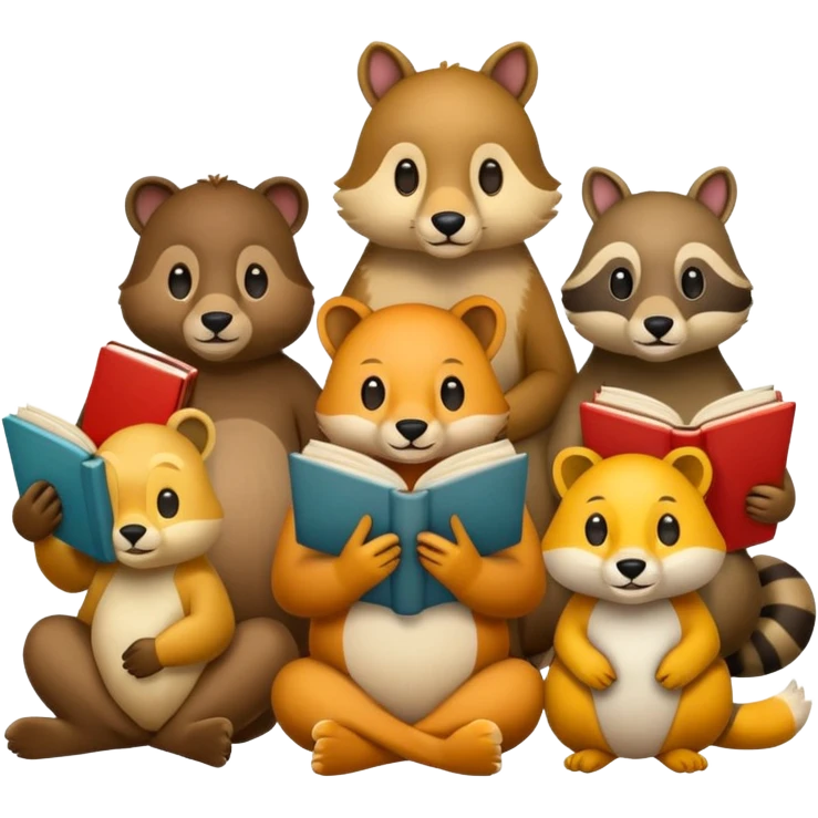 animals reading books emoji