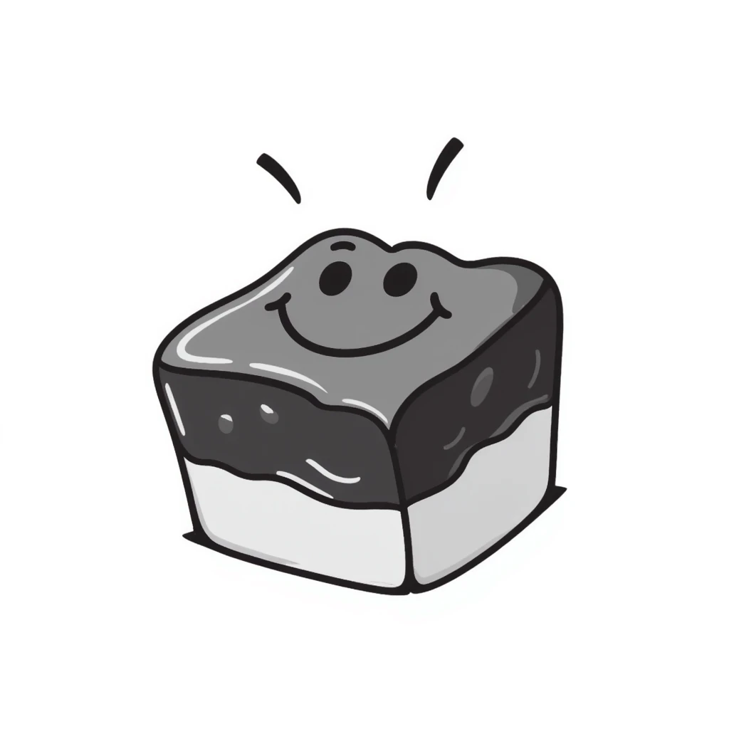 chocolate brownie with a smiley face, hand drawn doodle style emoji