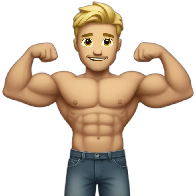 White masculine man with a big biceps emoji