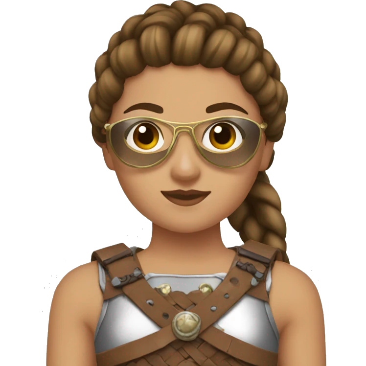 Girl gladiator with French braids, brown hair and sunglasses emoji