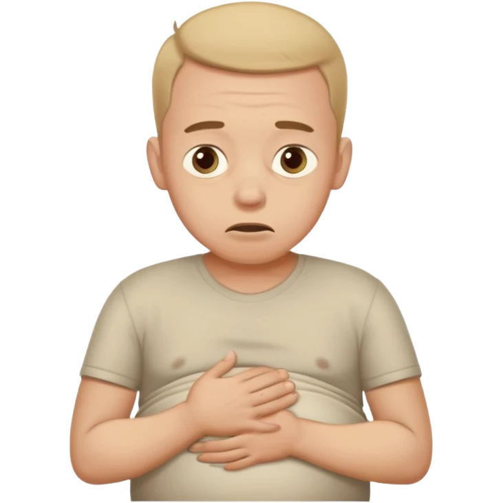 hungry man hand on belly sad face emoji
