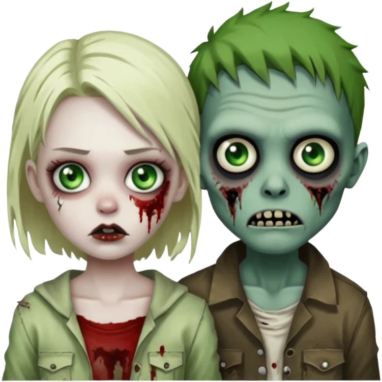 зомби девочка и зомби мальчик emoji