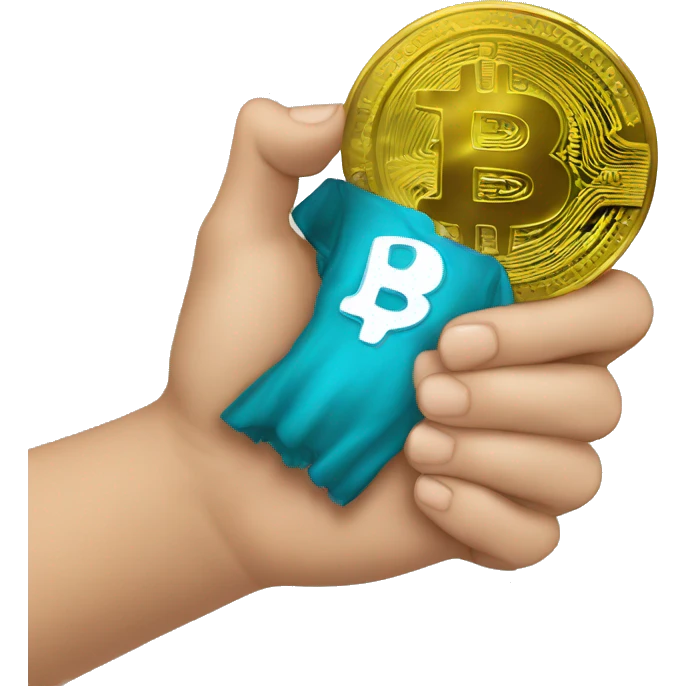bitcoin inside of hand hear emoji