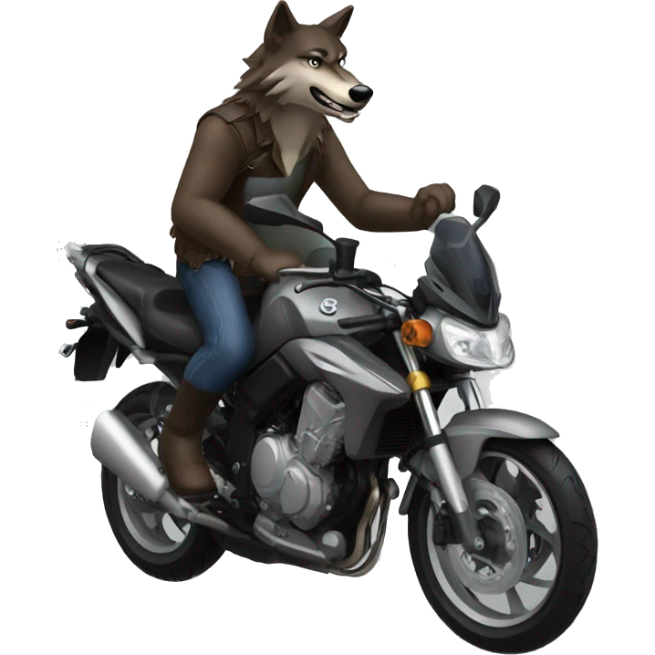 A wolf riding a Yamaha YBR  emoji