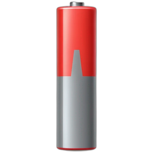 AA battery red color, with a sad face emoji